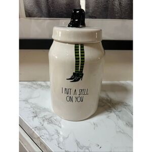 Rae Dunn Halloween Wicked “I put a spell on you” canister with lid